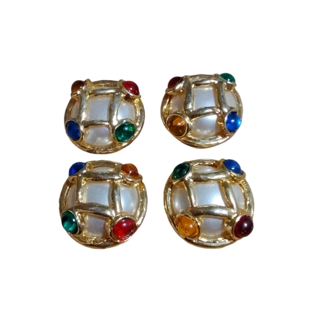 Vintage Festival‎ Embellished Gold Button Covers Grannycore, Cottagecore, 90's ,